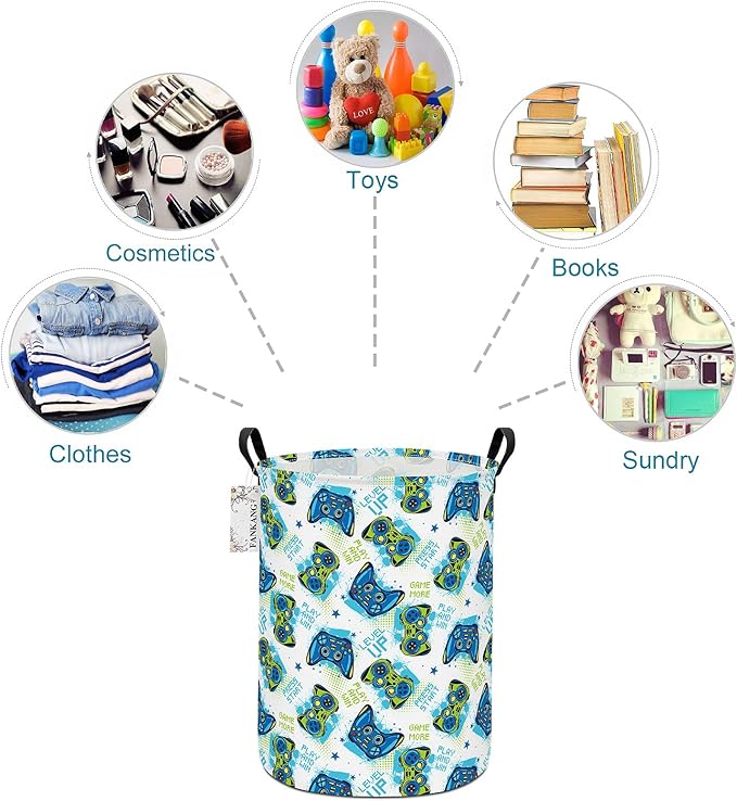 FANKANG Storage Basket, Nursery Hamper Canvas Laundry Basket Foldable