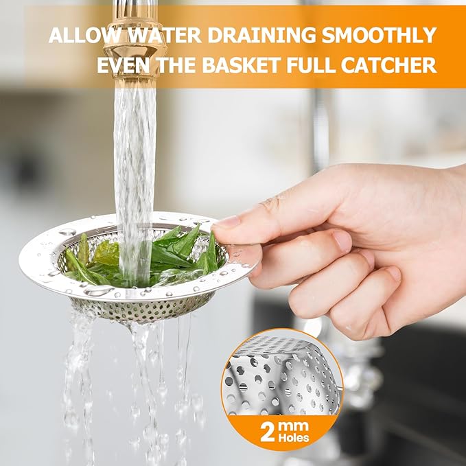 2PCS Kitchen Sink Drain Strainer/Catcher/Basket/Cover/Filter/Trap/Screen