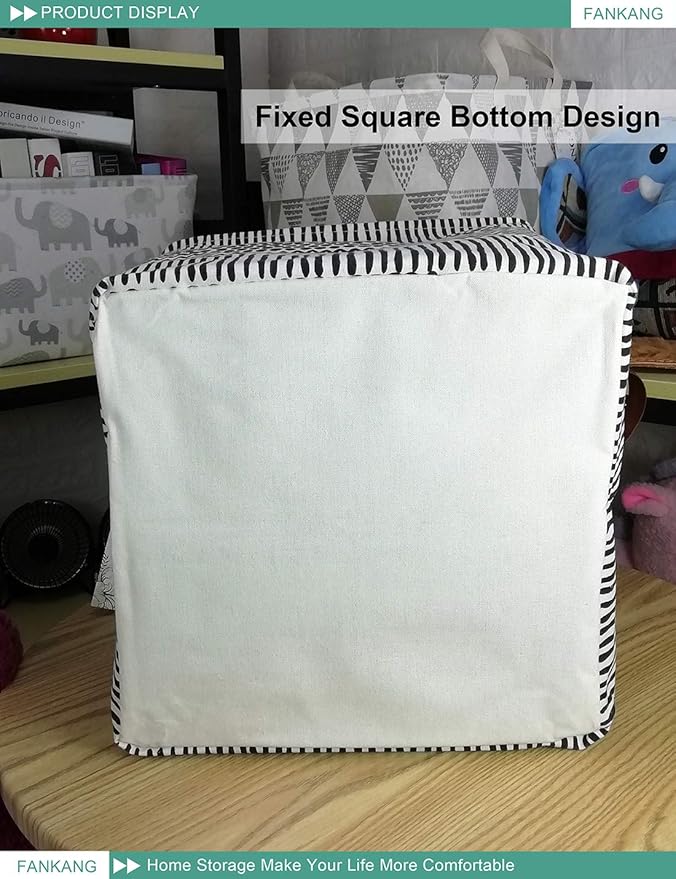 FANKANG Square Nursery Hamper Storage Bins Canvas Laundry Basket Foldable
