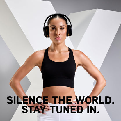 BlueAnt Pump X Wireless Over-Ear Headphones, Bluetooth, Powerful Bass, Active Noise Cancelling & Transparency Mode, Interchangeable Ear Cups, All-Day Comfort for Gym and Training, Black/Silver