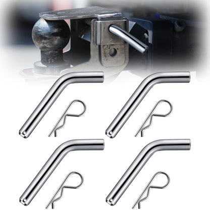 4 Set 5/8" Trailer Hitch Pin & Clip with Grooved Head, Heavy Duty Trailer Hitch Pin Fits 2" or 2.5" Receiver, Strong Spring R Clips Prevent Slipping, Suitable for Towing