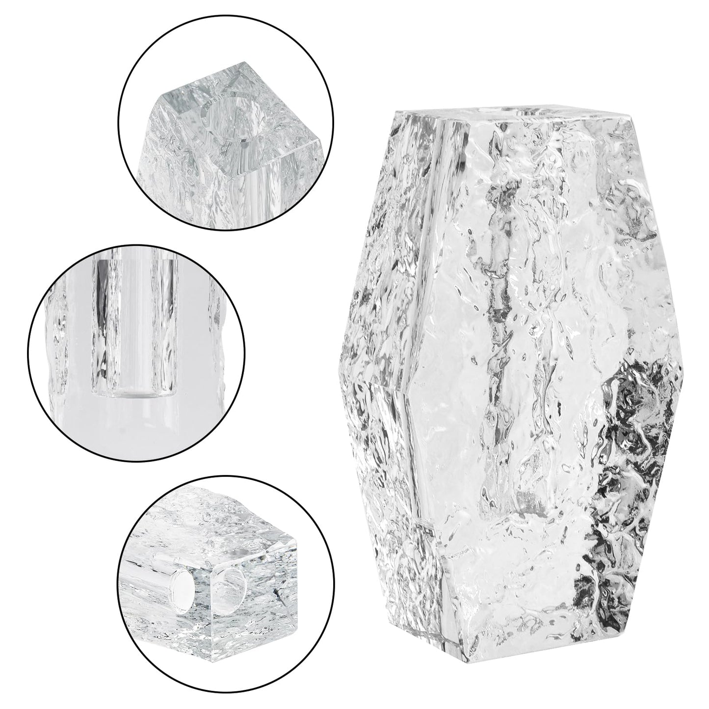 Glacier Series Crystal Vase 6.3-inch High, Modern Crystal Home Office Decor for Living Room Dining Table Centerpieces, Birthday and Wedding