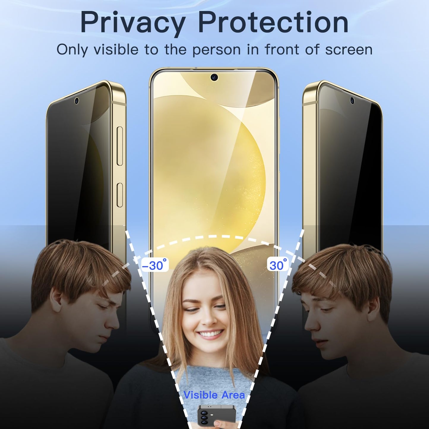 JETech Privacy Screen Protector for Samsung Galaxy S23 5G 6.1-Inch with Camera Lens Protector, Anti-Spy Tempered Glass Film, Fingerprint ID Compatible, 2-Pack Each
