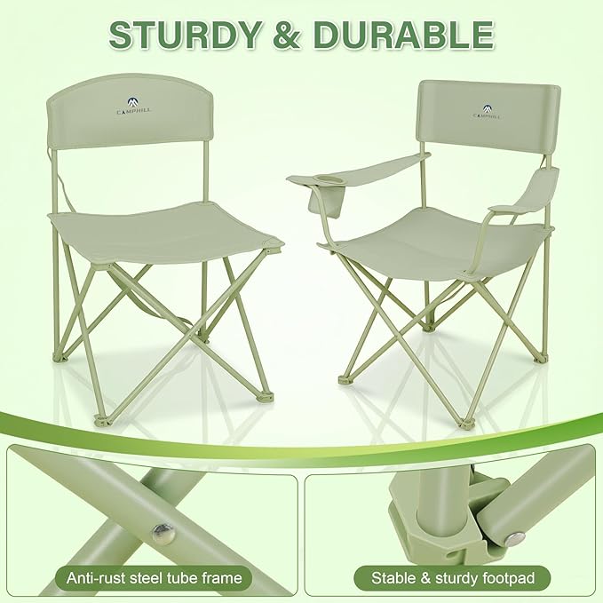 Camping Chair Set of 3, Outdoor Folding Camping Chairs