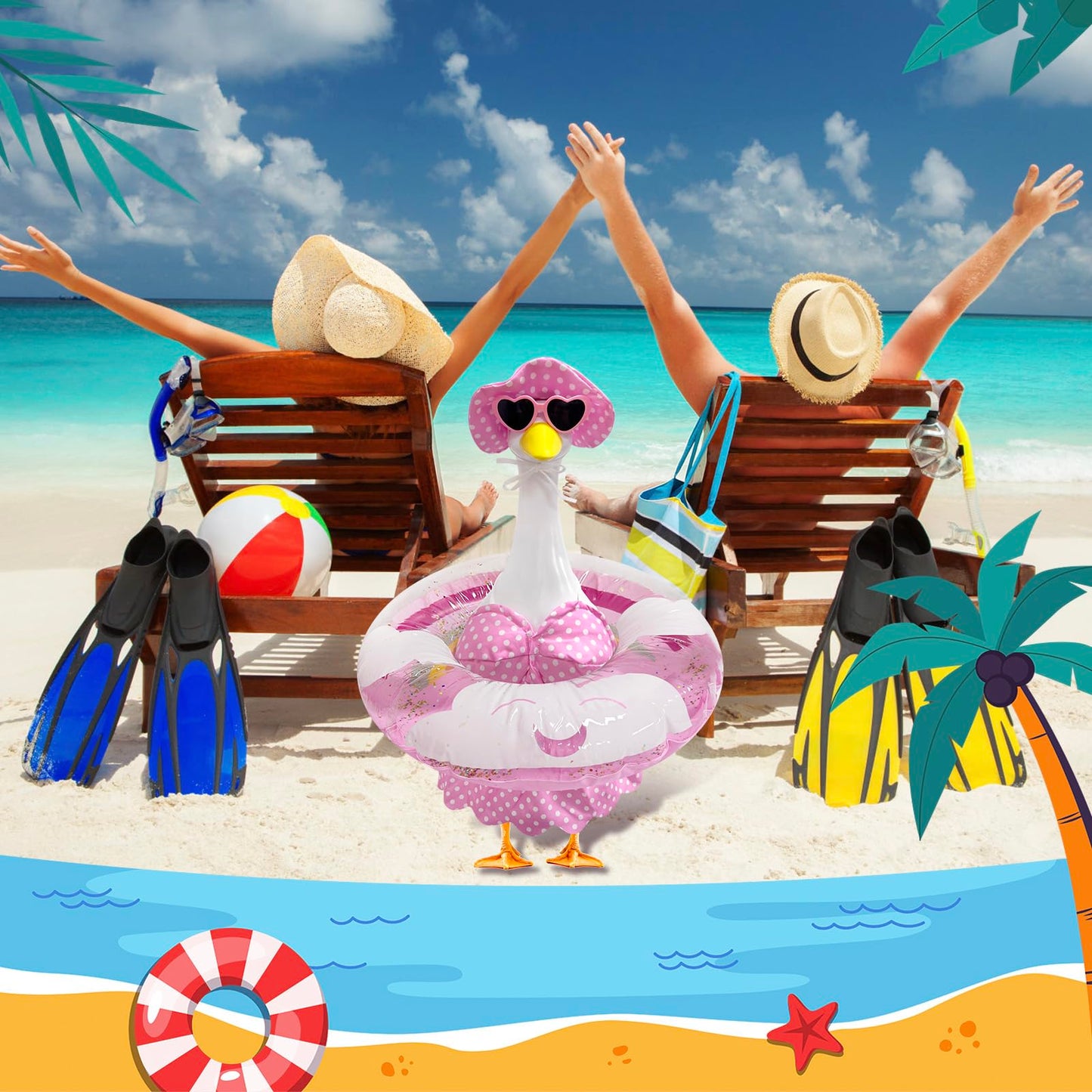 UGRASEA Porch Goose Outfit Swimsuit, Summer Bikini Goose Costume, 23'' Lawn Goose Statue Costume for Outdoor Garden Patio Decoration (Pink)