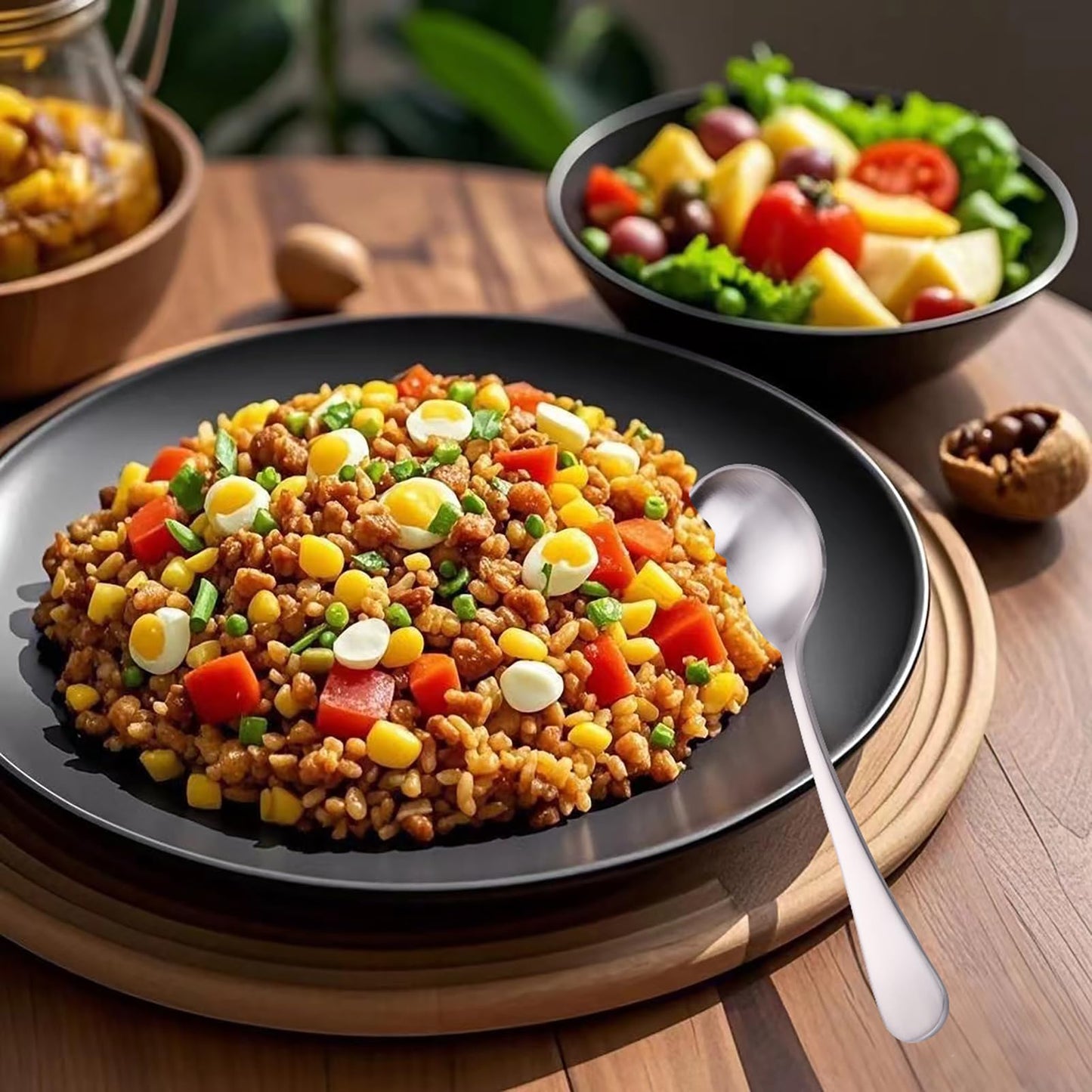 Mafier 7" Elegant Soup Spoons Silverware Set,18/10 Stainless Steel,Matte Satin Finish,Dishwasher Safe(Set of 4,Silver)