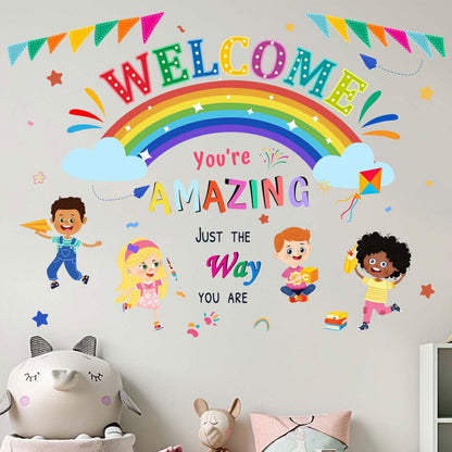 Amimagen You are Amazing Inspirational Quotes Classroom Wall Stickers - Reading Corner Rainbow Wall Decals - Nursery Kids Room Daycare Playroom Classroom Wall Decor
