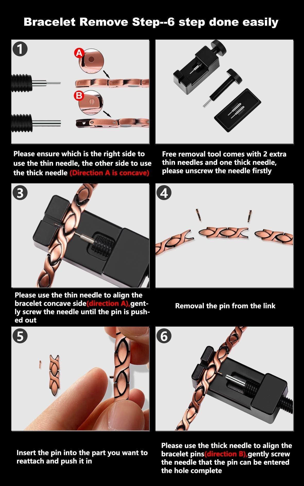 Jecanori Ultra Strength Magnetic Bracelet for Women, Women's Effective Titanium Steel Magnetic Bracelet with 3500 Gauss Magnets, Jewelry Gift with Sizing Tool