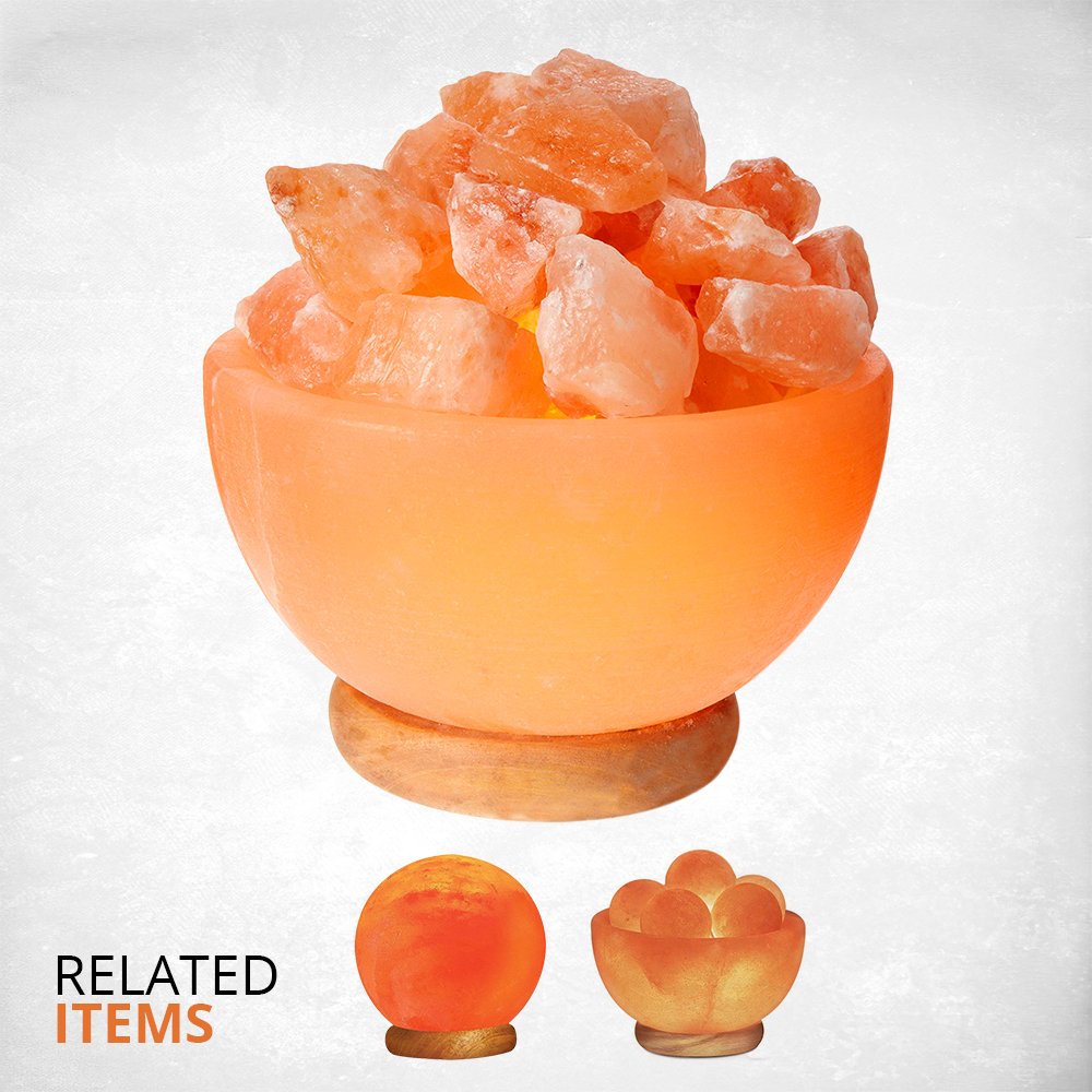 Himalayan Glow 1326 Natural Pink Salt Bowl Night Lamp with Crystal Salt Chunks