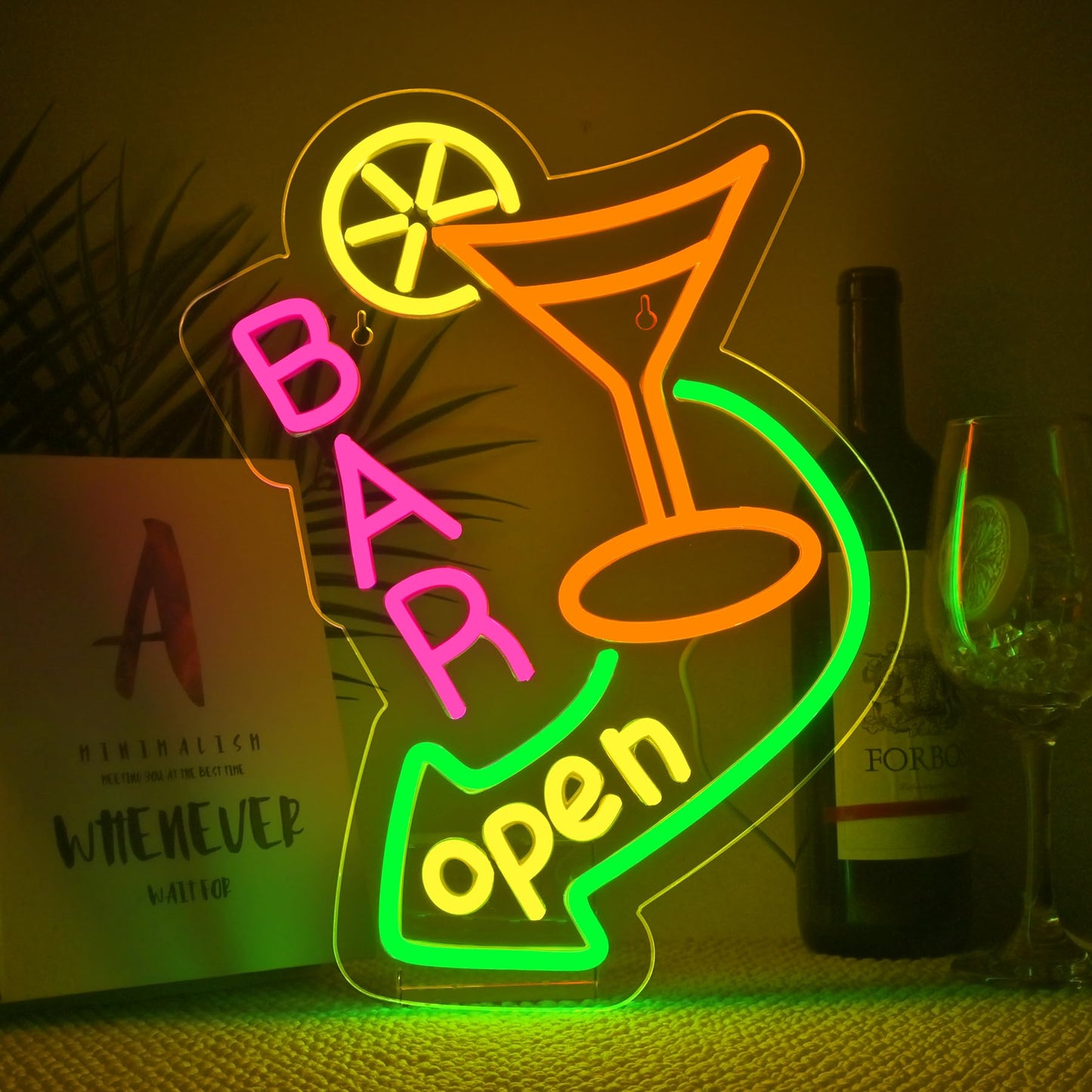 NOSUN Bar Open Neon Sign Dimmable LED Cocktail Neon Lights Signs for Wall Decor Neon Open Sign Open Light Bar Sign for Business Pub Store Man Cave Party Club Restaurant Art Wall Decor Gift