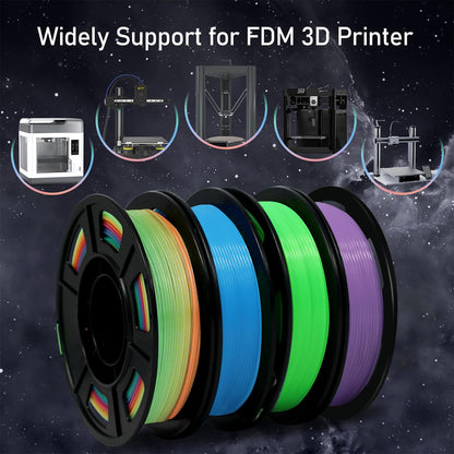 YOUSU 3D Printer Filament Bundle,Glow in The Dark Filament Multicolor,PLA Filament 1.75 mm,Green, Blue,Purple and Rainbow Accuracy +/- 0.03 mm,250g X 4 Pack