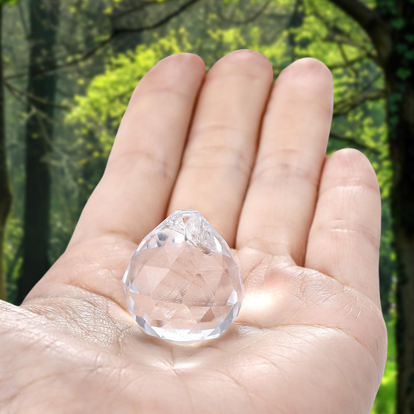 Afcabakila 48 Pcs Clear Crystal Ball Prism 20mm Chandeliers Prism Sun Shine Catcher Christmas Crystal Ornaments Rainbow Pendants Maker, Crystals Ball for Window Hanging, Garden Decor, and Gift Making