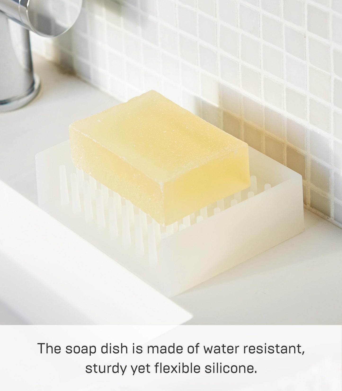 Yamazaki Home Self Draining Soap Tray - Floating Holder Dish for Sink, Silicone, No Assembly Req.
