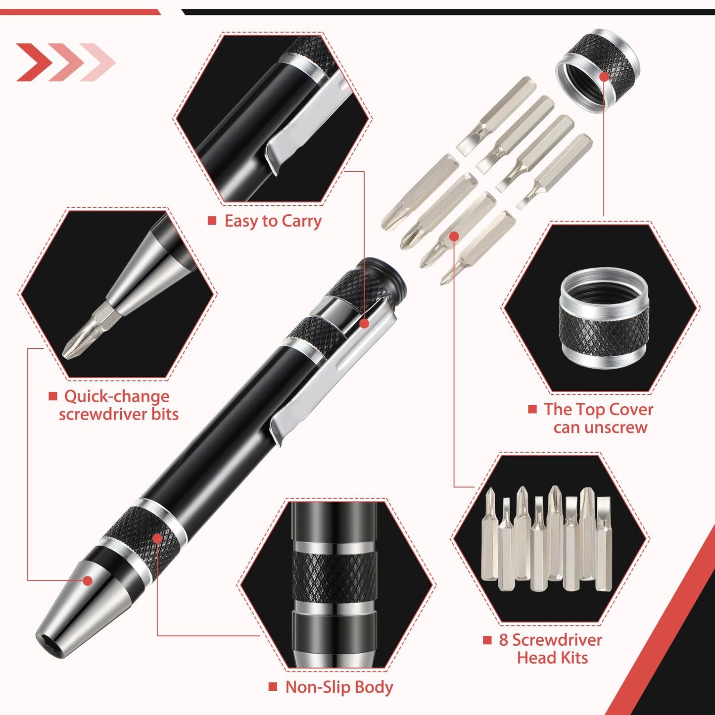 Mudder Pen Screwdriver Gifts Multitool Handy Tool 8 in 1 Magnetic Pocket Screwdriver Precision Function for Mini Gadgets(36 Pieces)