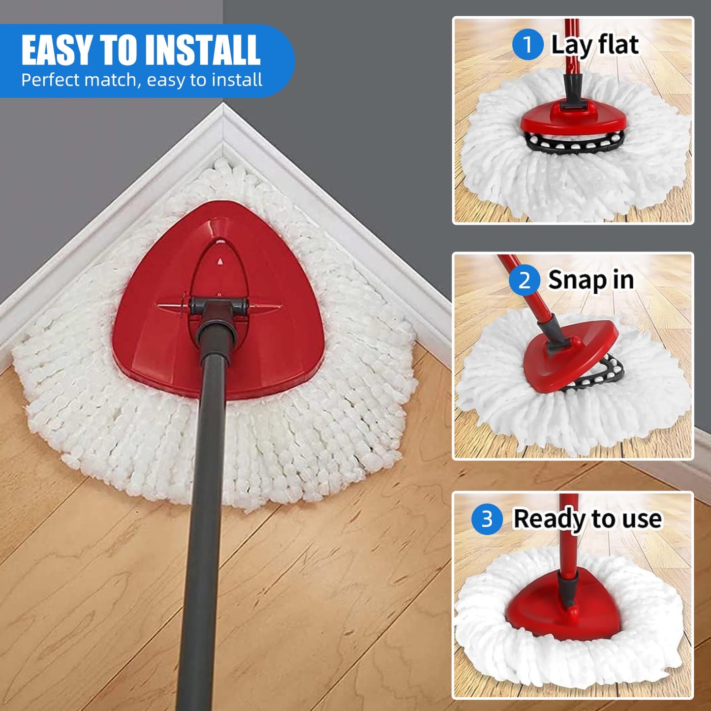5 Pack Mop Replacement Heads ,Spin Replacement Mop Heads Mops Refill Compatible for vileda 1 Tank System , Microfiber Swivel Mops Refill,Deep Clean,Machine Washable and Easy to Replace