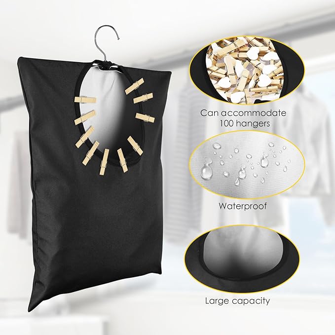 2 Pcs Clothes Pin Hanging Bag