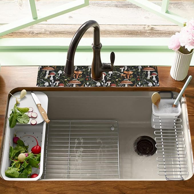 24.5" x 15.5" Dish Drying Mat & 24" x 5.5" Sink Splash Guard, Super Absorbent