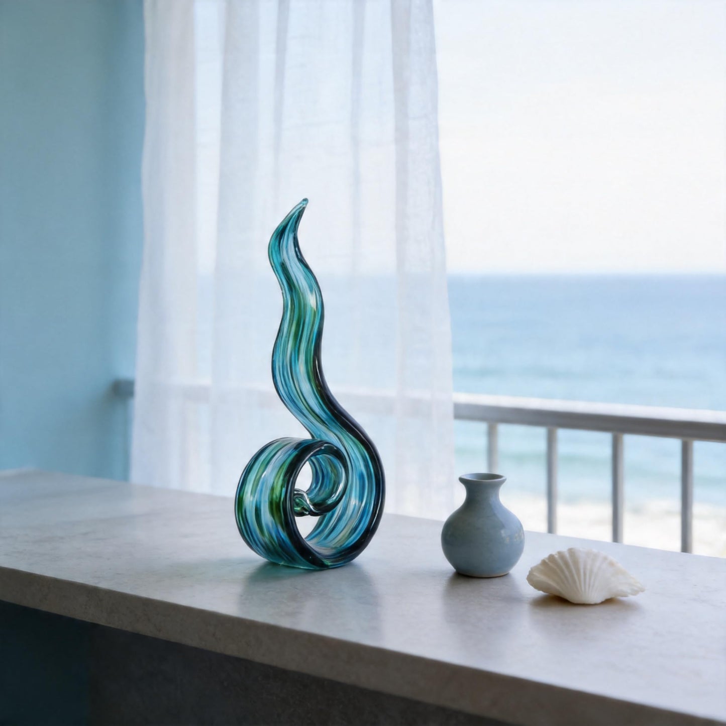 DOVDOV Hand Blown Glass Sculptures, Abstract Glass Figurines, and Green Glass Art Decorations Perfect for Decorating Coffee Tables, TV Stands, vanities, entryways, Offices, and Bookshelves.