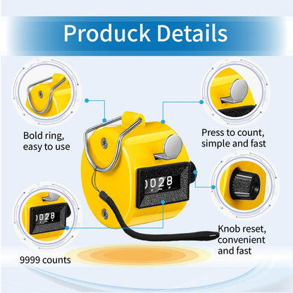 VYNFLICK Handheld Clicker Counters - Golf Digital 4-Digit Baseball Finger Click Mechanical Tally Counter with 3pcs Lanyard for Sports Events Coaching Counting