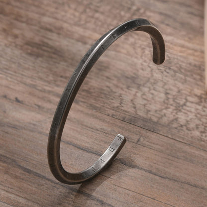 VNOX Viking Bracelet for Men | Mens Stainless Steel Cuff Bracelet for Men Women | Mobius Twist Nordic 24 Alphabet Runes Valknut Bangle | Viking Jewelry Gifts for Men Women
