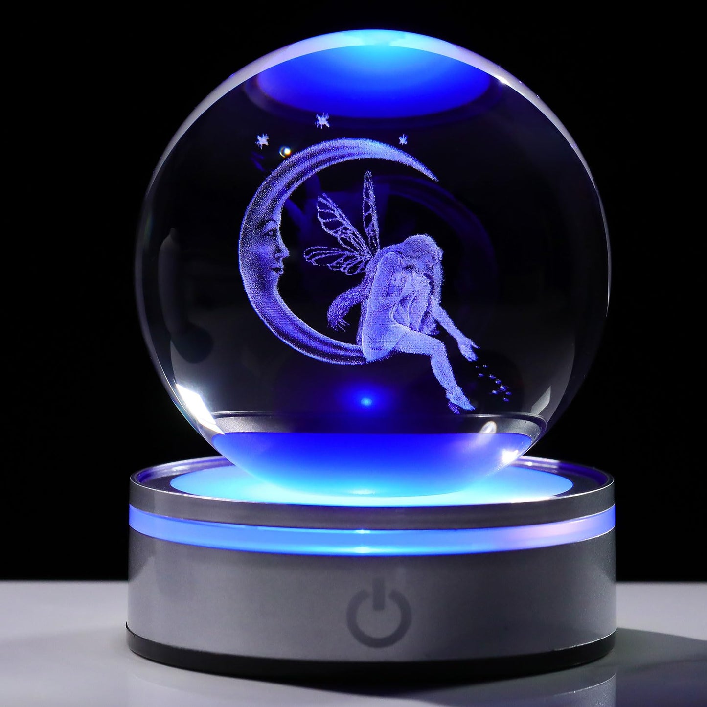 Movdyka 3D Crystal Ball Moon & Fairy Statue Decor Gifts for Women Girls