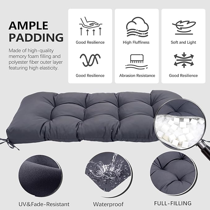 3 Pcs Wicker Chair Cushions Patio Loveseat Chaise Cushion Set