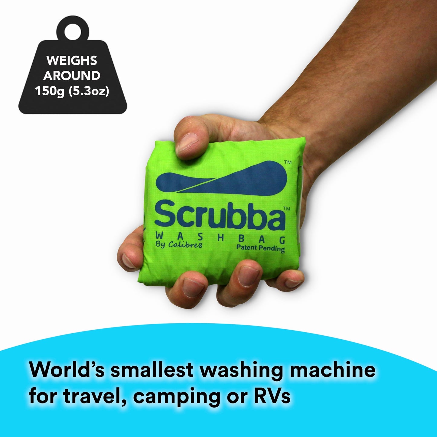 Scrubba Portable Wash Bag Untouched Kit (5 Pieces) – White Undyed, Unbleached, Hand Washing Machine System for Hotel, Hiking & Travel Wash – Light and Small Eco-friendly Camping Washer and Dryer