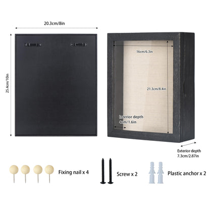Love-KANKEI Shadow Box Frame 8x10 Shadow Box Display Case with Linen Back Memorabilia Awards Medals Photos Memory Box Gift Rustic Black