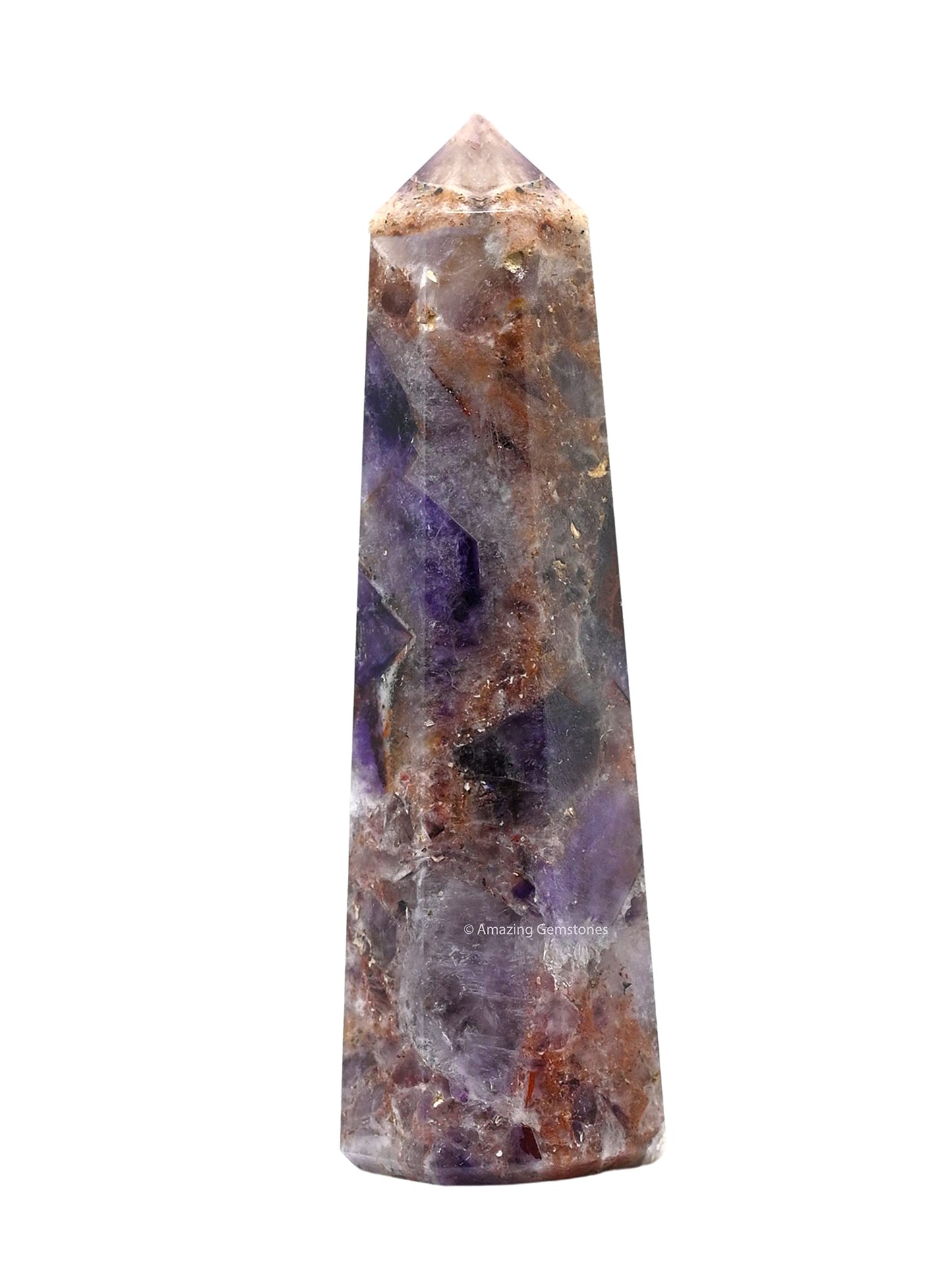 Amazing Gemstone Amethyst Chevron Crystal Towers ~ Natural Healing Crystal Point Obelisk for Reiki Healing and Crystal Grid (2" to 3" Inch)