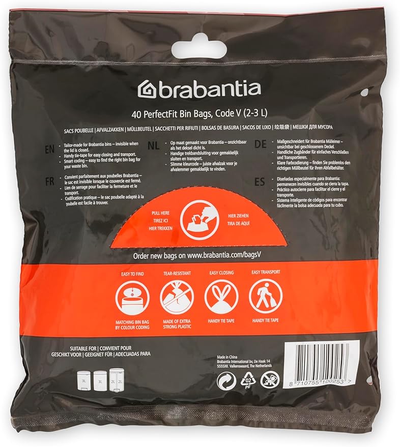 Brabantia PerfectFit Trash Bags Thick Plastic Trash Can Liners
