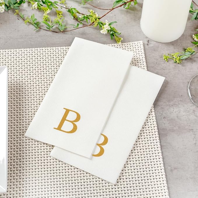 Luxenap 15.8 X 7.9 Inch Linen-Feel Guest Towels, 50 Lettered Hand Towels