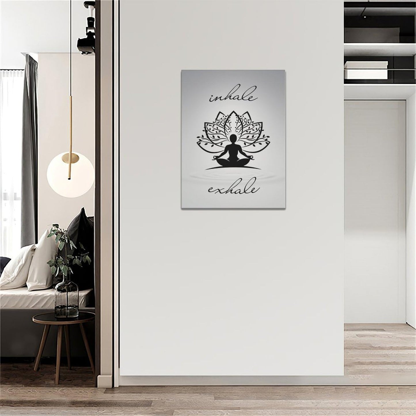 Inhale Exhale Wall Art Yoga Zen Meditation Pictures Decor Canvas Painting Print Modern Artwork Decorations Framed for Bathroom Living Room Bedroom 12 x 16 inch