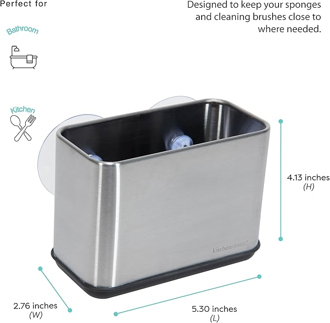 Kitchen Details Cup Sponge Holder/Basket, Space-Saving, in Stainless Steel