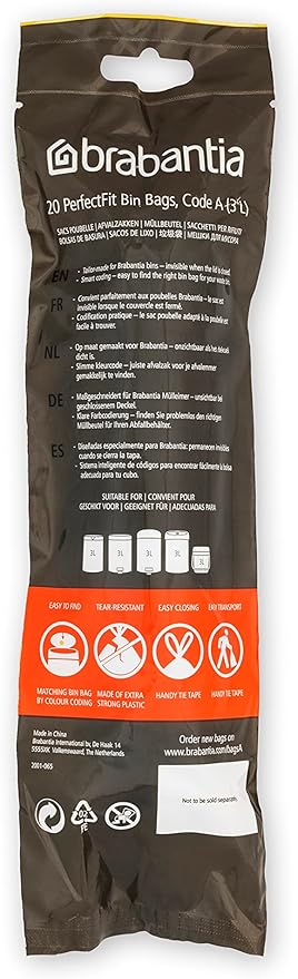 Brabantia PerfectFit Trash Bags Thick Plastic Trash Can Liners