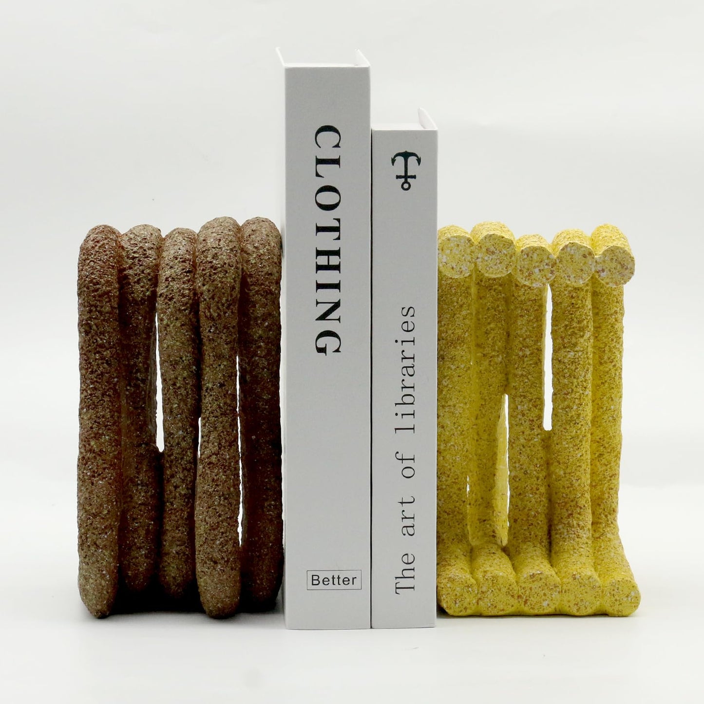 Lukitas Curved Wave Decorative Bookends - Heavy Duty Non-Slip Book Holders, Modern Artistic Ornaments for Office Home Bookshelf Decor, Resin 7.5''