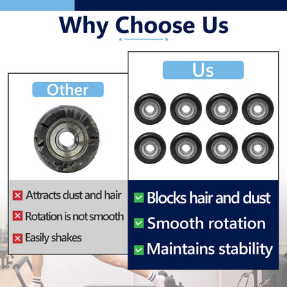 8 Pcs Roller Wheels Replacement Compatible with Aero Pilates Reformer, Smooth and Quiet Glide Wheels Compatible with Aero Pilates Reformer (Black)