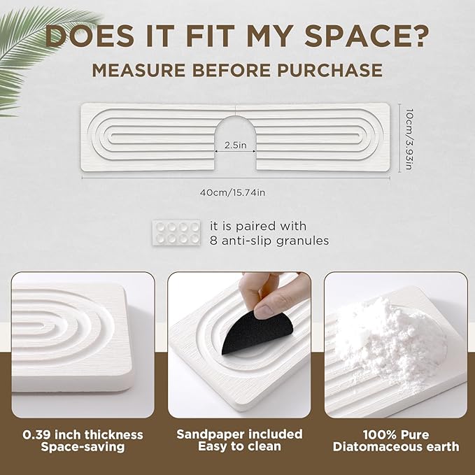 Faucet Mat for Kitchen Sink, Diatomite Stone Drying Sink Protectors, Bathroom