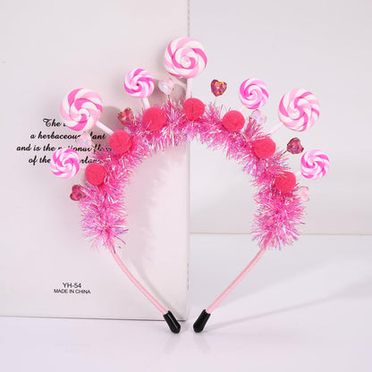 NVENF Candy Headband Costume Accessories Christmas Candy Cane Lollipop Headbands Candy Costume Halloween Holiday Christmas Outfits for Women Birthday Party Favors Gifts (Pattern B)