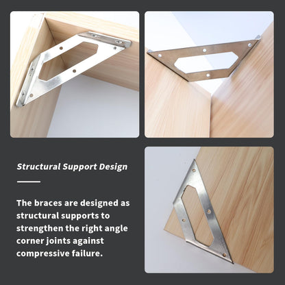 Rannb Trapeziform Angle Brackets Multi-Purpose Stainless Steel Corner Braces Large Size - 4pcs