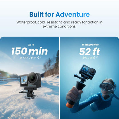 Xtra Edge Action Camera, 1/1.3" Sensor & 4K Cinematic Video, Hyper Stabilization, Waterproof Camera to 52 Ft, 3-Hour Battery, Universal Quick Mount, Vlogging Camera for Adventure Photography