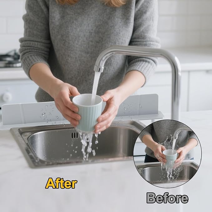 EEEKit Silicone Kitchen Sink Splash Guard, Sink Splash Protector