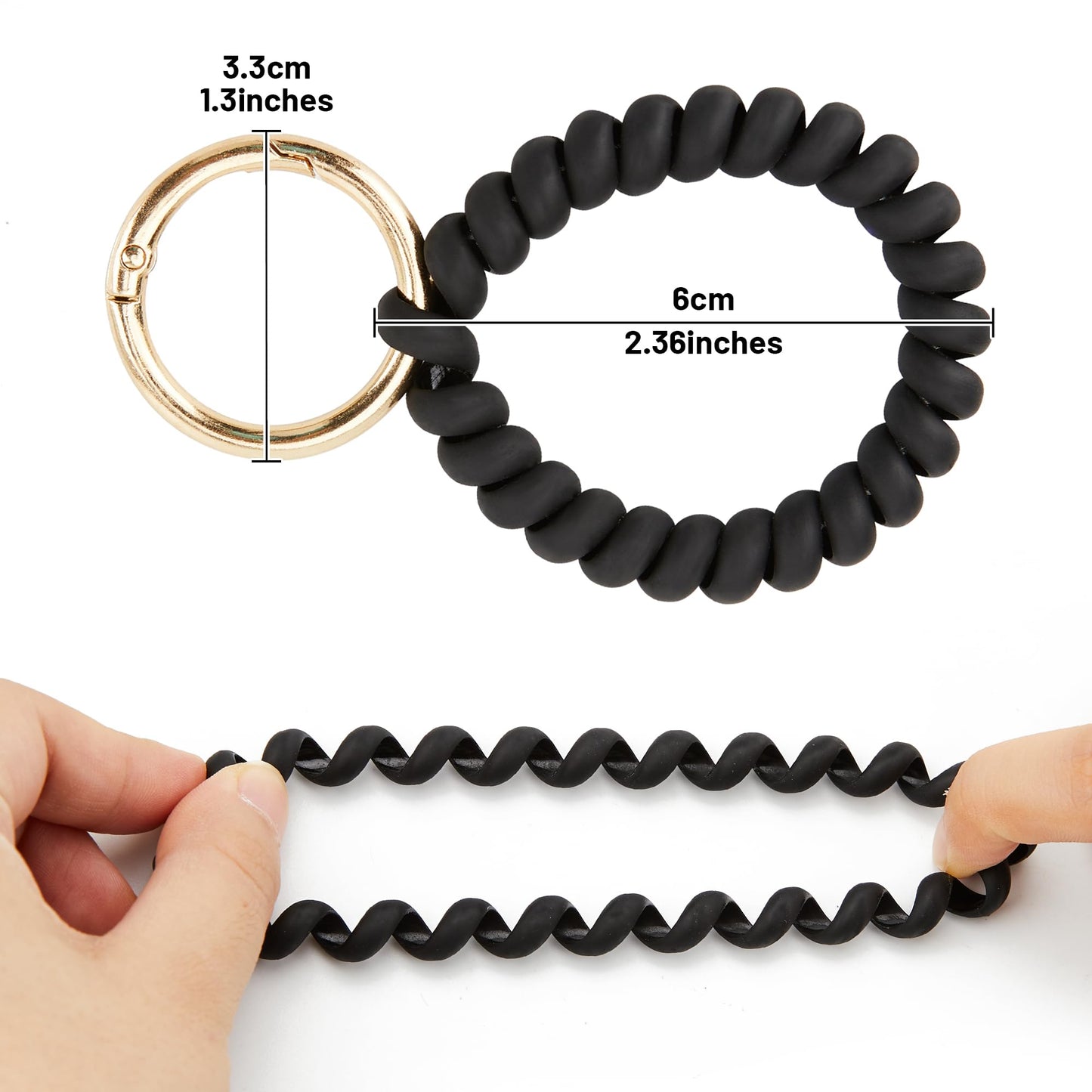 Black Stretchable Wristband Keychain, Diameter 2.36 Inches Durable Waterproof Wrist Key Holder with Adjustable Wristlet Strap - Ideal for Gym, Swimming, Sauna, Running, and Outdoor Activities（Unisex）