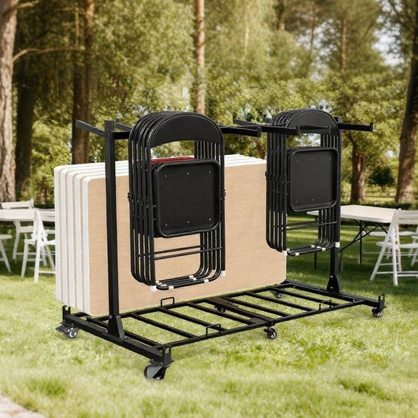 Folding Chair Rack with Wheels,Heavy Duty 1000 Lbs Metrixpio Capacity Movable Storage Chair Dolly for Wedding, Office, School & Camping