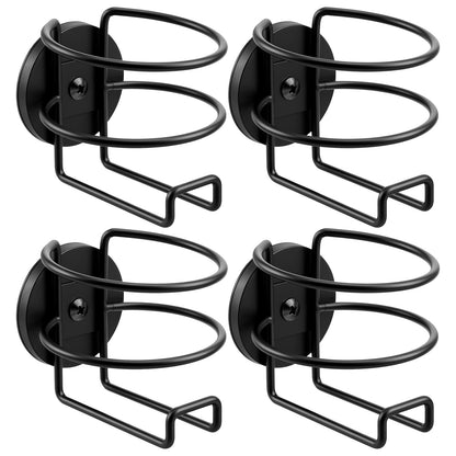 Heavy Duty Magnetic Cup Holder, 4 Pack Black Metal Drink Holder with 2.56 Inch Strong Magnet Base for Truck Tractor Refrigerator Treadmill Toolbox