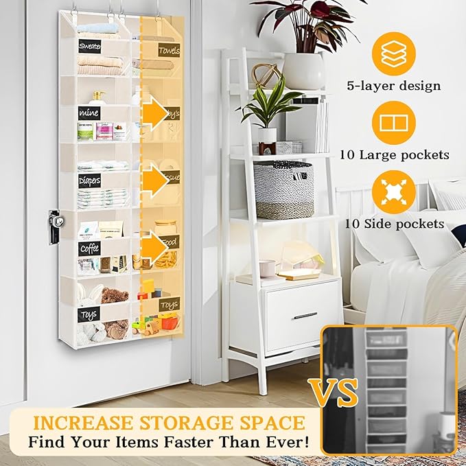 Over the Door Organizer, 5-Tier Extra Large Storage