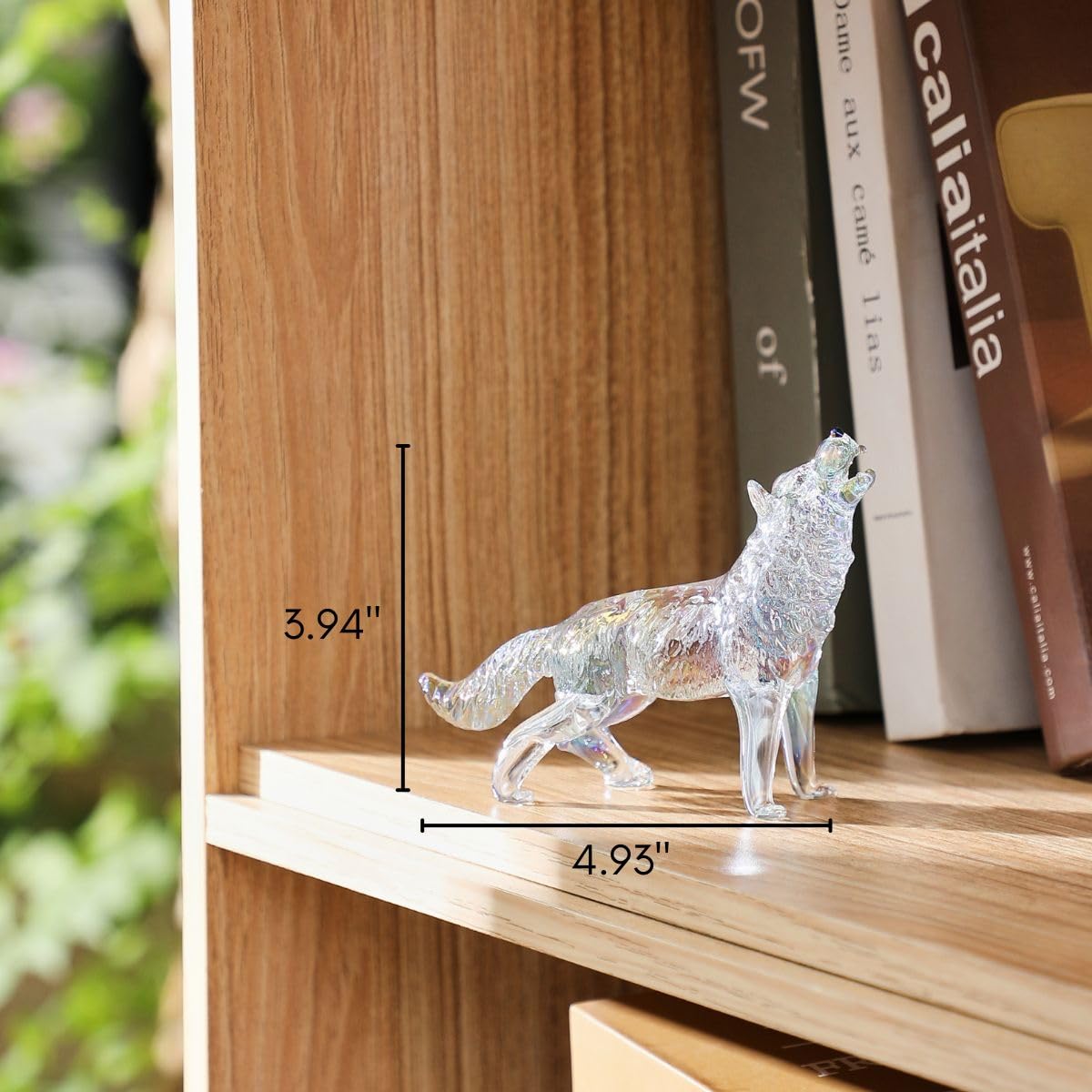 Crystal Glass Wolf Figurine Dazzle Clear Howling Wolf Statue Hand Blown Glass Animal Sculpture Collectible Paperweight