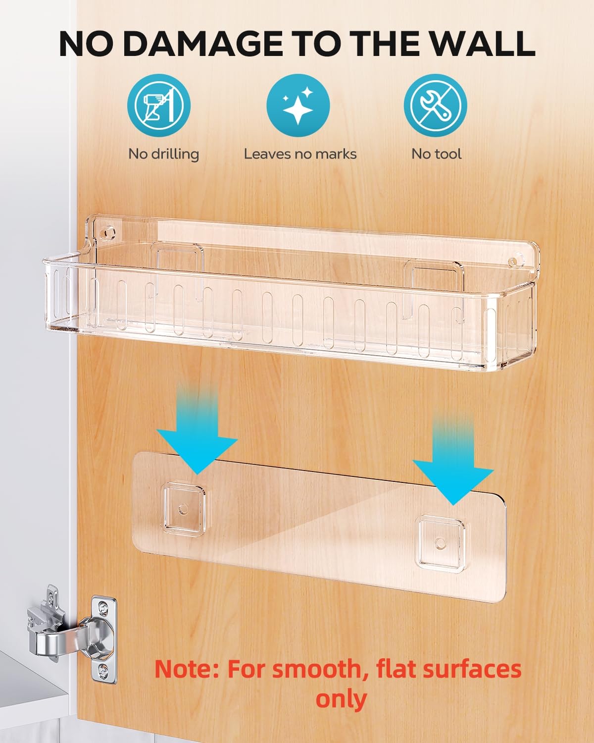 Nieifi Spice Rack Wall Mount, 4 Pack, Clear, 2 Inch Wide, Screw or Adhesive Installation, Spice Rack Organizer for Small Spice Jars, Suitable for Kitchen Cabinet or Pantry Door