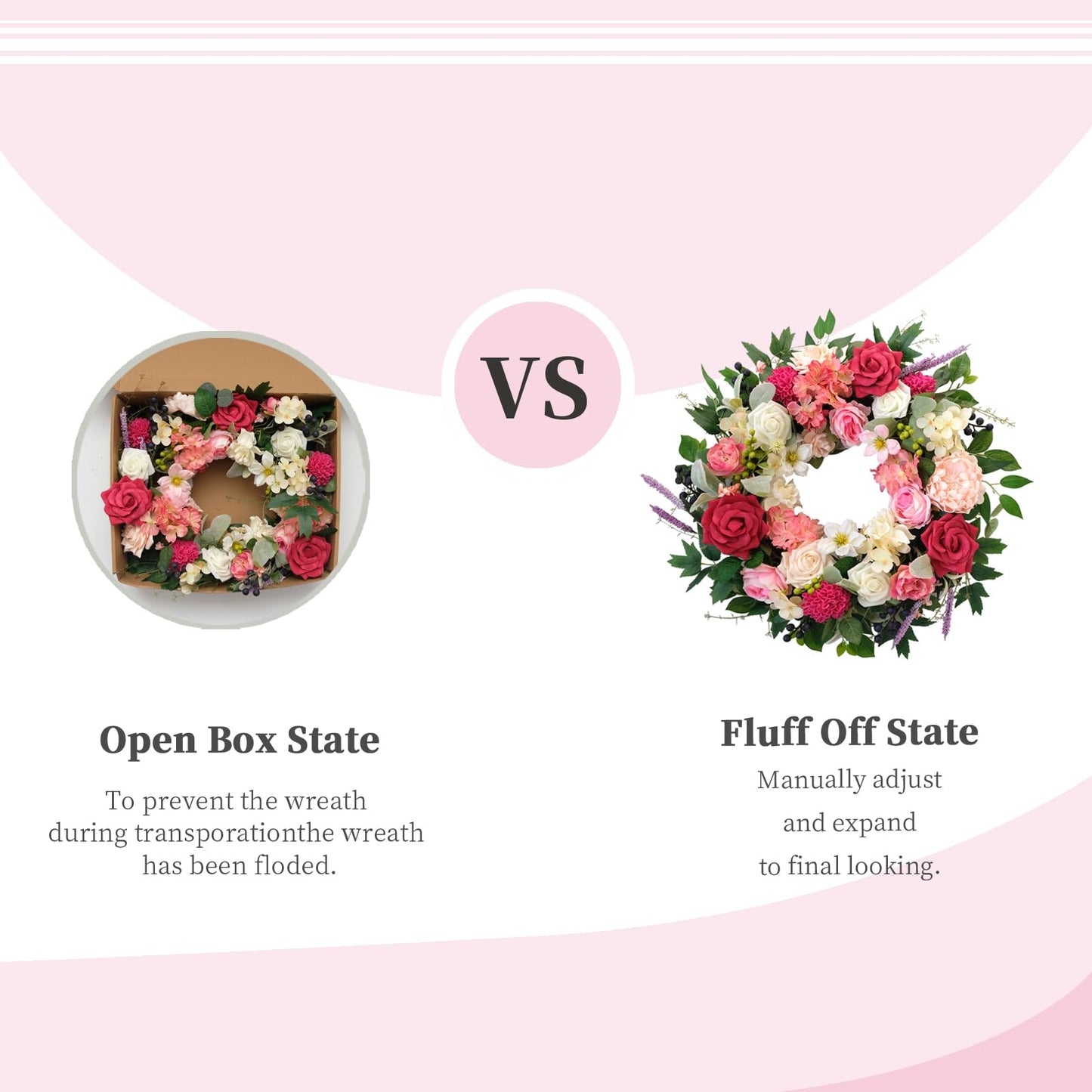 CIR OASES 22 Inch Spring/Summer Floral Wreaths for Front Door,Artificial Decoration Wreath with Rose Dahlia Hydrangea for Home Valentine Wedding Mothers Day Decor(RED)