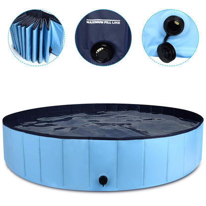 MorTime Foldable Dog Pool Portable Pet Bath Tub Large Indoor & Outdoor Collapsible Bathing Tub for Dogs and Cats (L, 63" x 12")