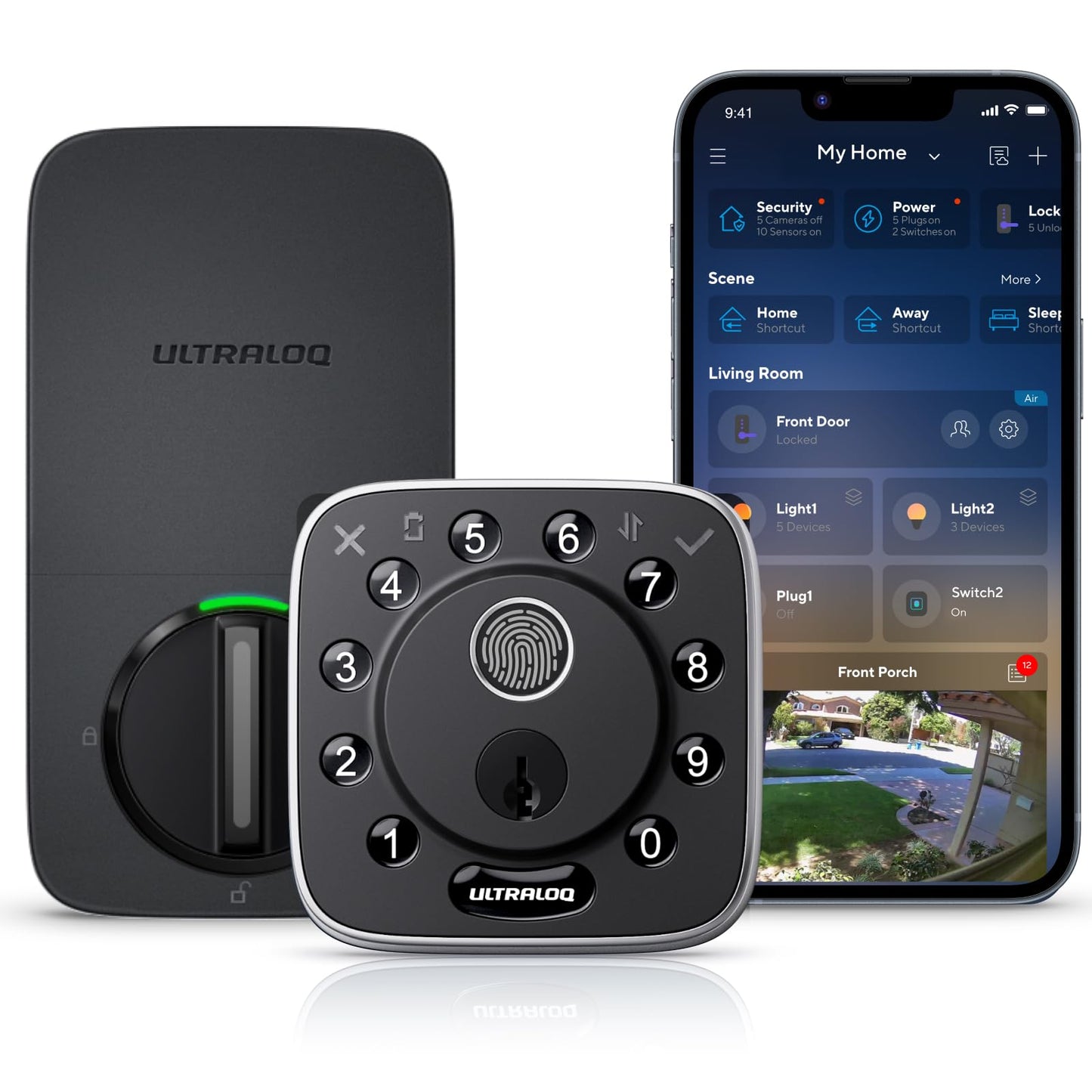 ULTRALOQ Bolt Fingerprint Smart Lock with Door Sensor, Built-in WiFi Smart Locks for Front Door, Biometric Smart WiFi Deadbolt, Auto Unlock, 10 Months Battery, IP65 Waterproof, BHMA Grade AAA